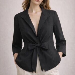 Lafayette 148 NY Faux Wrap Jacket Blouse Blazer Quiet Luxury Minimalist size 14